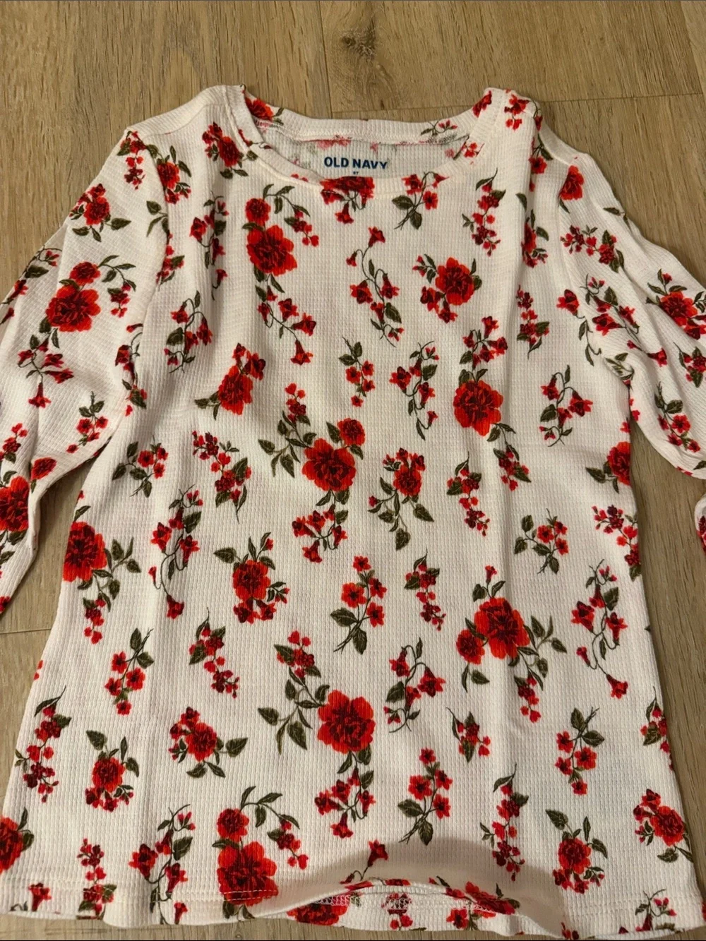 Old Navy Red & White Heart and Floral Long-Sleeve Tees (2-Pack)